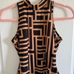 SHEIN Black and Tan Patterned Top